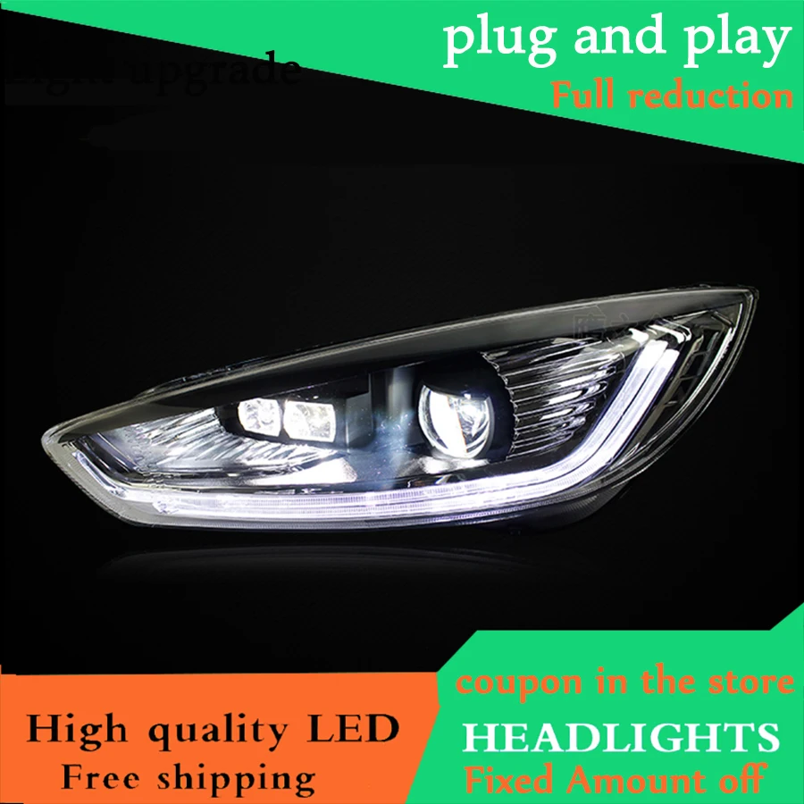 Luz de circulación diurna LED DRL Niebla Lámpara Impermeable Para Ford Focus MK3 2015-2017