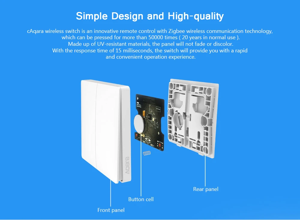 Aqara WXKG02LM умный светильник ZiGBee беспроводная версия двойной ключ