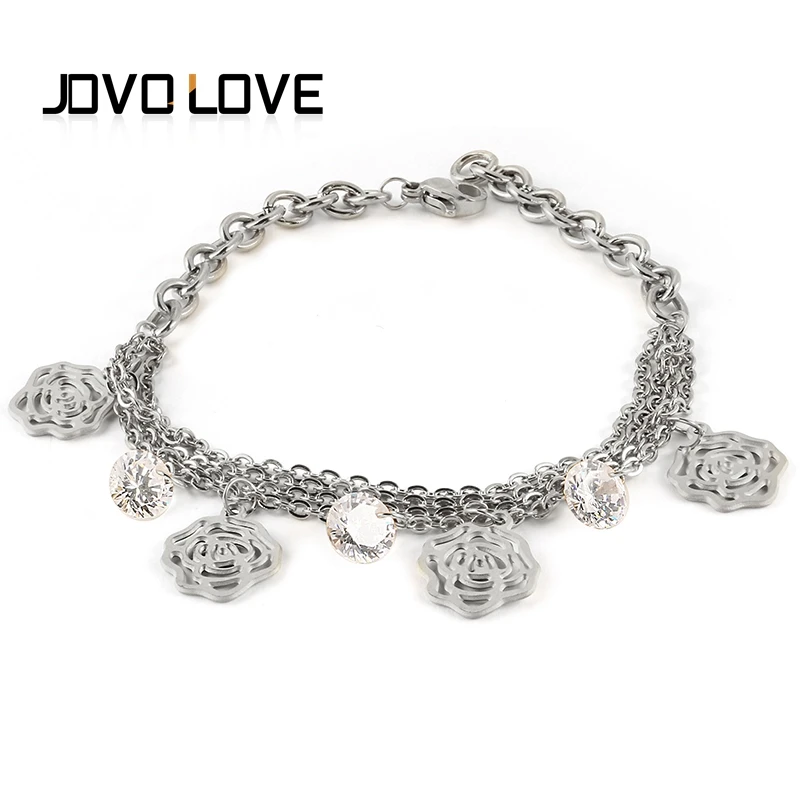 JOVO модный Рождественский подарок женские регулируемые браслеты золотого цвета из нержавеющей стали браслеты-шармы для девушек женский подарок