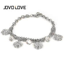 JOVO модный Рождественский подарок женские регулируемые браслеты золотого цвета из нержавеющей стали браслеты-шармы для девушек женский подарок