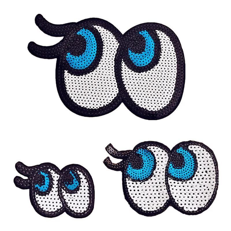 

1PCS Eyelas Eyes Sequins Fabric Patch Embroidered Iron on Patches For Clothing DIY Decoration Clothes Stickers Applique Badge