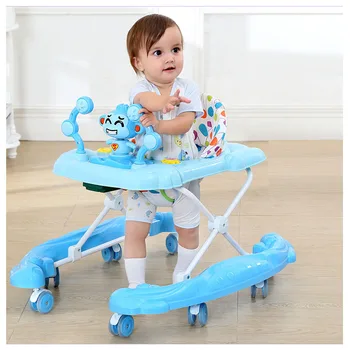 

Infant Child Baby Walker with PU Mute Wheels Learning Walker Anti Rollover Multi-function with Music Foldable Walking Assistant