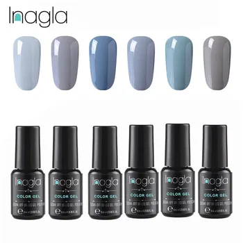 

Inagla 6pcs/set 8ML Gel Nail Polish Grey UV LED Semi Permanent Soak Off Enamel Gel Polish LED UV Gel Nail Polish Lacquer