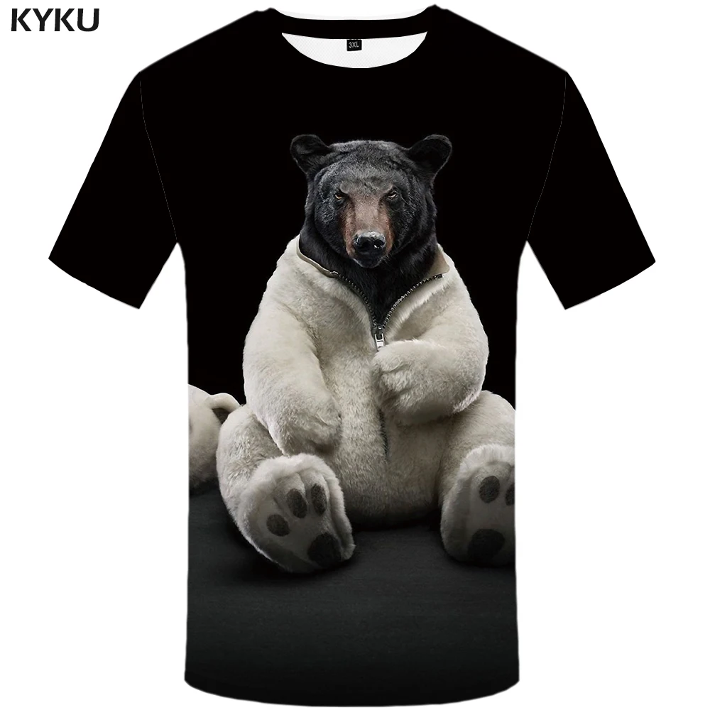 KYKU Bear T shirt Men Mountain tshirt Snow 3d Printed T-shirt Streetwear Punk Rock clothes Hip hop tee Blue Animal mens clothing KYKU Bear T shirt Men Mountain tshirt Snow 3d Printed T-shirt Streetwear Punk Rock clothes Hip hop tee Blue Animal mens clothing