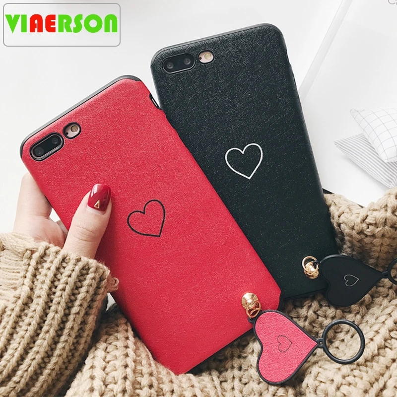 Чехол для пары iPhone 6 6S 7 8 Plus XS X Heart мягкая задняя крышка из ТПУ телефона с кольцом на