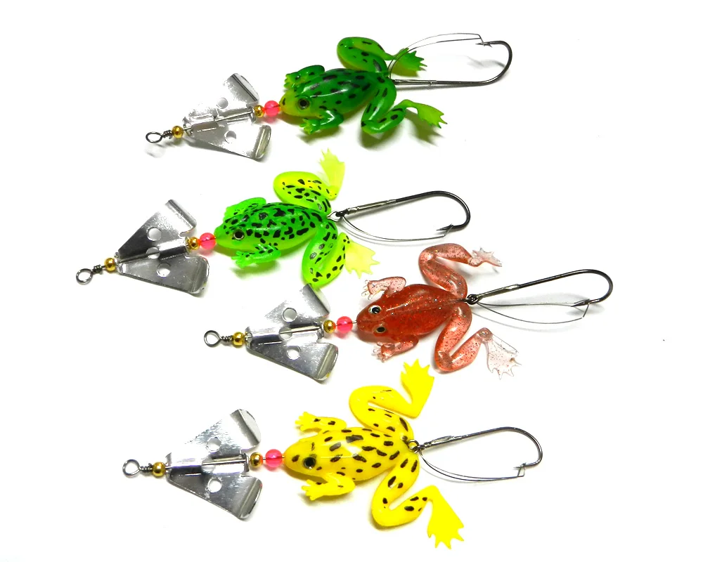 4 pcs Floating Artificial Frog Fishing Lure Metal sequins & Soft lures