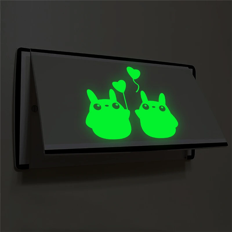 

cute totoro sweetheart balloon switch panel stickers bedroom home decor glow in the dark fluorescent wall decals vinyl mural art