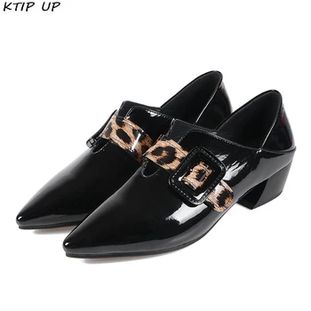 

Spring Autumn Women Shoes High Heels High Quality Genuine Leather Elegant Low Heels Slip On Pointed Toe Thick Heel Ladies Shoes