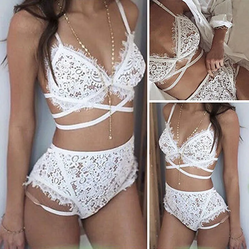 New-Women-s-Sexy-Lingerie-Lace-Underwear-Vest-Top-G-string-Bra-Panty-Set-White (1)