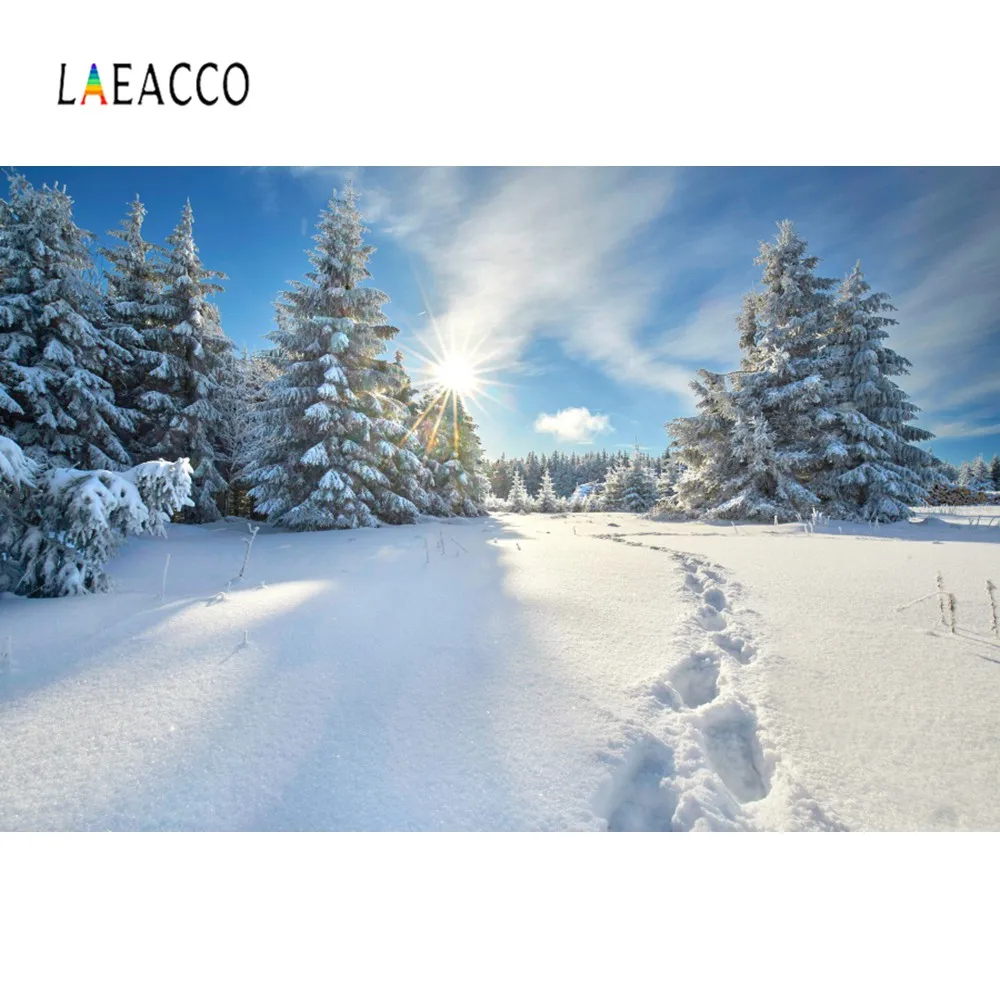 Laeacco фон для фотосъемки с изображением зимнего леса дерева снежной сосны