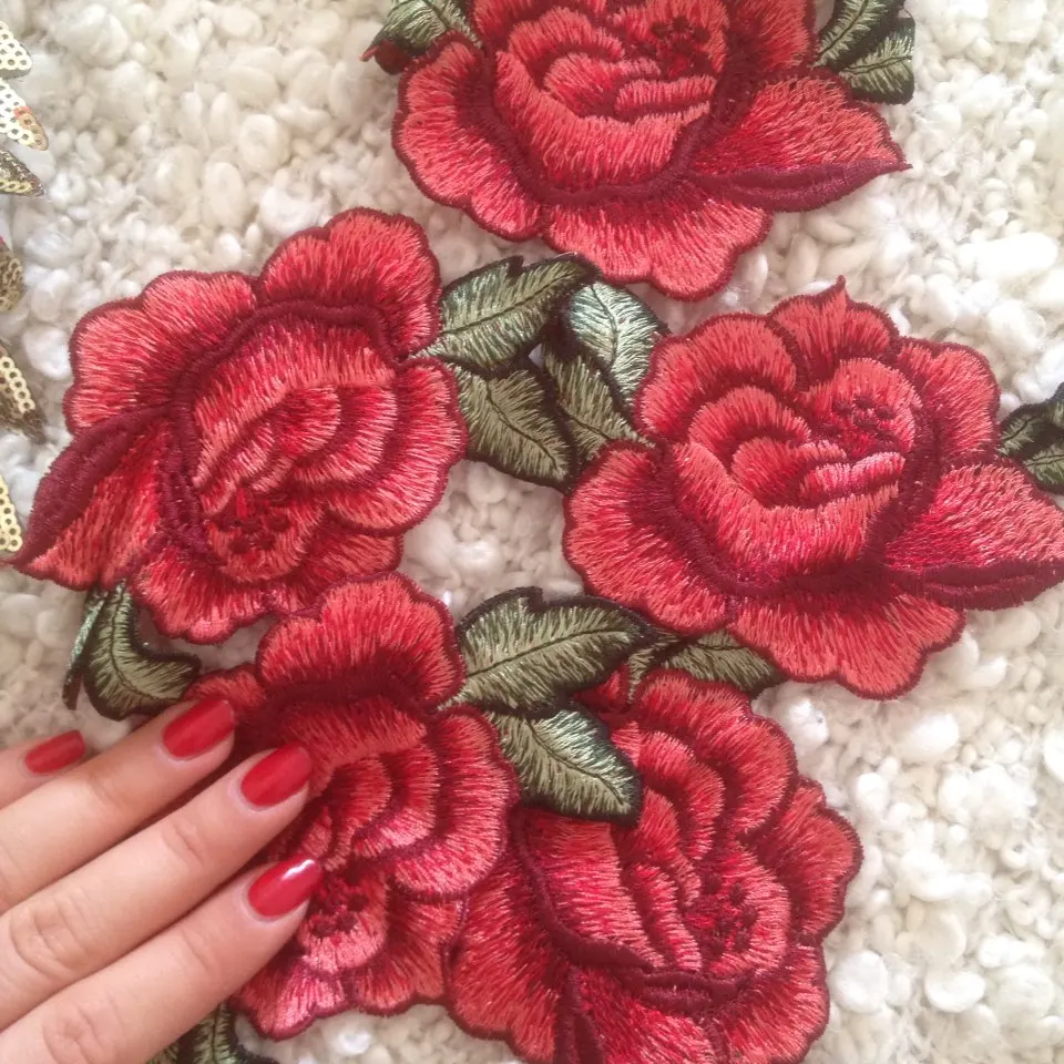 5Pcs Cute Colorful Rose Applique Flowers Patch Embroidered Sew on Clothes Bags Handmade DIY Craft Ornament Fabric Sticker|flower patch|patches embroideredapplique flower patch - AliExpress
