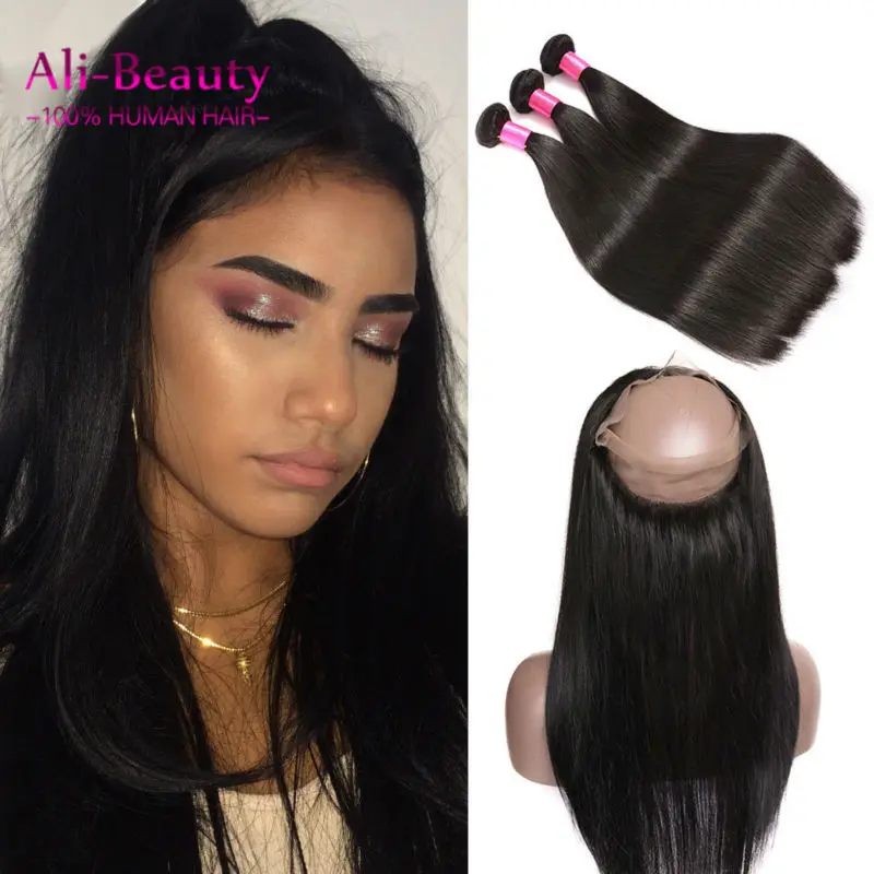 

360 Lace Frontal Closure With Bundles Straight 360 Frontal Band With Bundles Of Hair Human Hair With Frontal Closure Ali Beauty