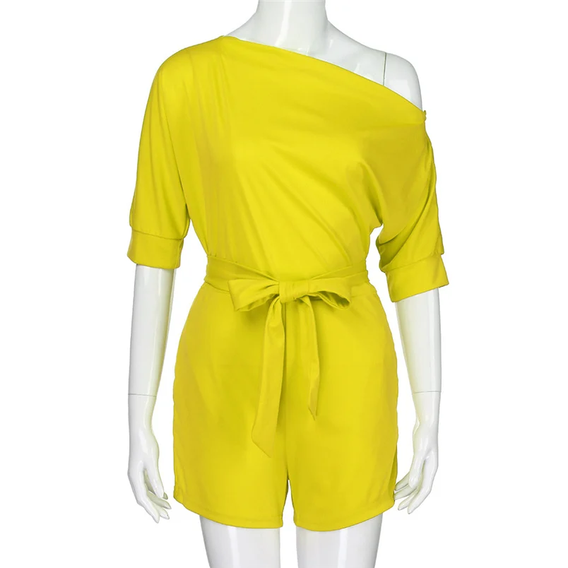 2018 Hot Sale Women's Summer Jumpsuit Sexy Off Shoulder Ruffle Short Romper Fashion Casual Party Jumpsuit  Rompers Holiday #J28 (8)