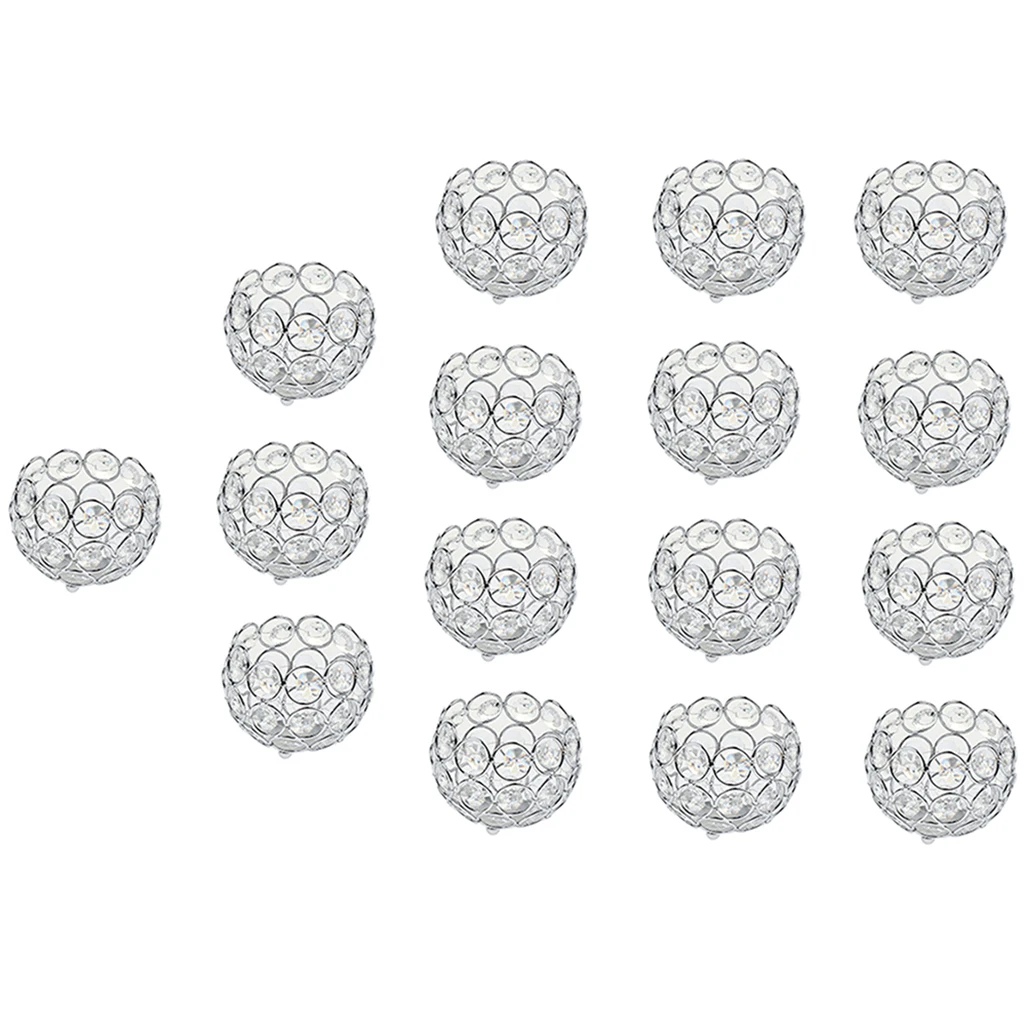 16 Pieces Candle Holder Crystal Ball Candlestick Holiday Party Coffee Cafe Table Decoration Crafts