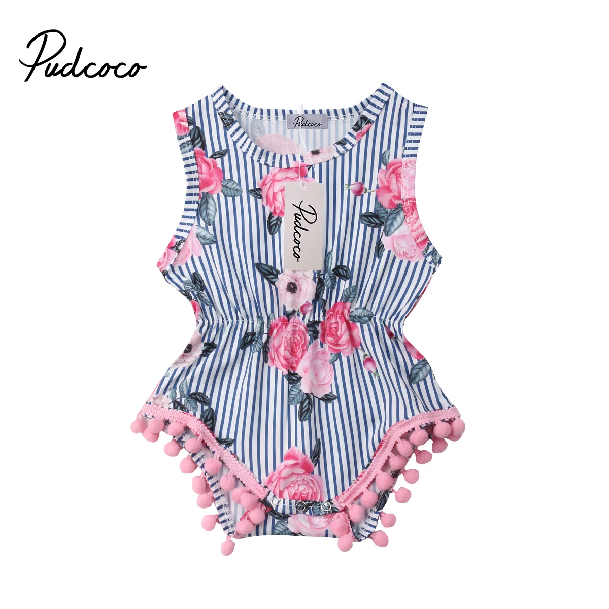

pudcoco 2019 New Baby Girl Tassel Romper Summer Infant Baby Girls Floral Pom Pom Romper Jumpsuit Sun suit Outfits 0-18 Months