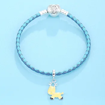 

2018 Summer Jewelry Original New Design Popular Lovely Style Black Leather Bracelet With Yellow Cow Design Pendant