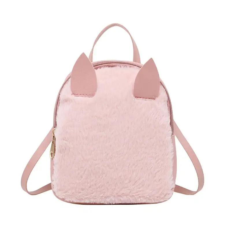 

Fashion Teenage Girls Backpacks Cute Ears Mini Backpack Plush Change Shoulder Bags Casual Small Rucksack 2018 Lovely Women Bag