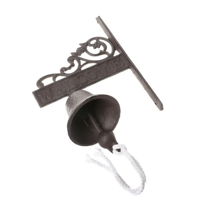 Nordic style brown Vintage Metal iron door wall mounted Welcome cast wireless doorbell porch garden decoration Nordic style brown Vintage Metal iron door wall mounted Welcome cast wireless doorbell porch garden decoration