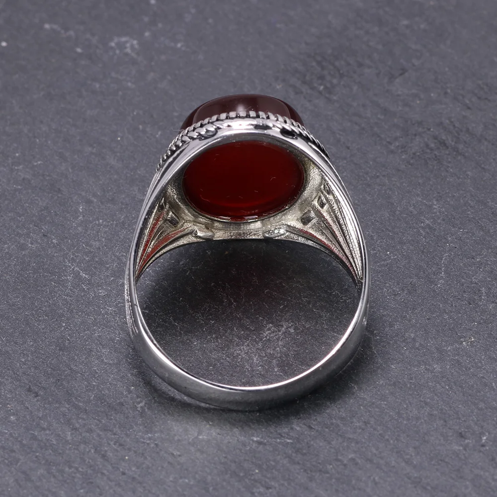 Retro Rings With Stones Black Red Onyx Original Color Anelli Uomo ...