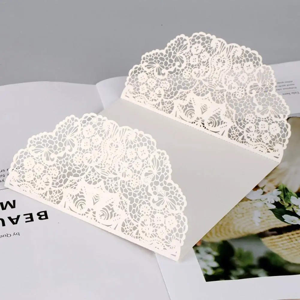  10PCS Invitation Card European Style Infrared Laser Cutout Lace Wedding Decoration Greeting Cards W - 33033971967