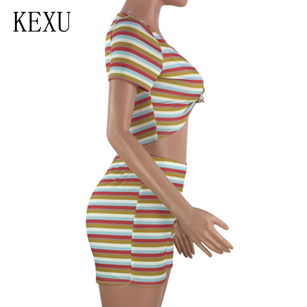 KEXU Sexy Women Stripe Two Pieces Sets Jumpsuits Hollow Out Crop Top and Slim Pants Sets Party Clubwear for Ladies Playsuits KEXU Sexy Women Stripe Two Pieces Sets Jumpsuits Hollow Out Crop Top and Slim Pants Sets Party Clubwear for Ladies Playsuits