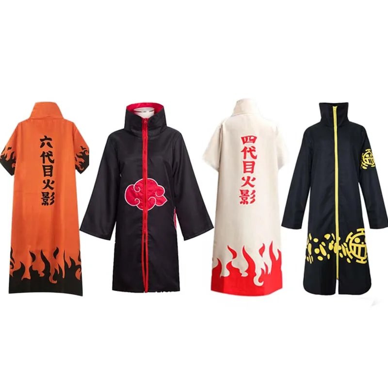 

Naruto One Piece Cosplay Vertical Collar Long Cloak Four-six Generations Akatsuki Trafalgaro Cosplay Costume
