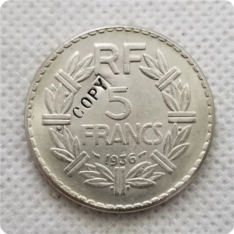 1936 1937 1939 Франция 5 франков никелевая монета копия памятных монет-копия монет