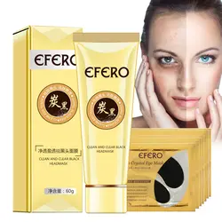 EFERO 6 шт./компл. черный маска blackhead для удаления прыщей лечение нос масло-контроль пор Газа маска Коллагеновая Маска Для Глаз анти старения