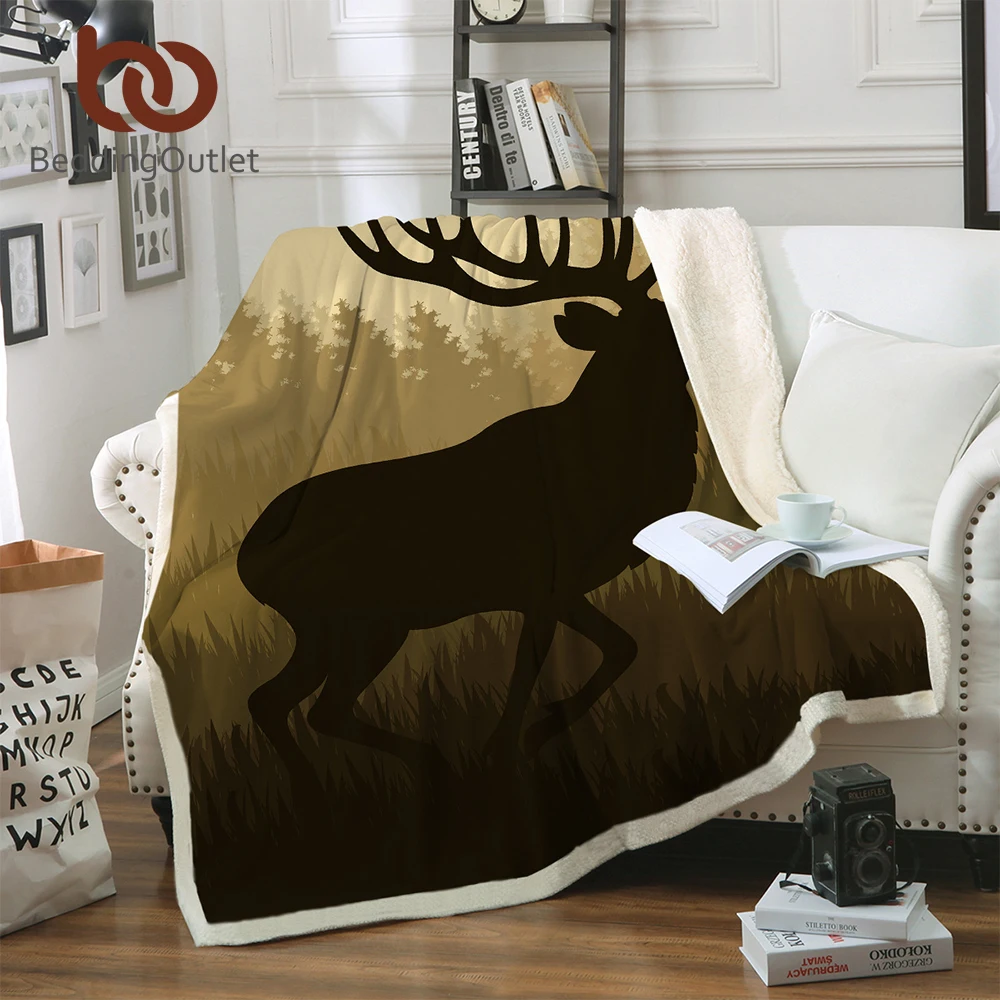 Постельное белье рождественское покрывало из микрофибры Moose Elk плюшевые шерпа