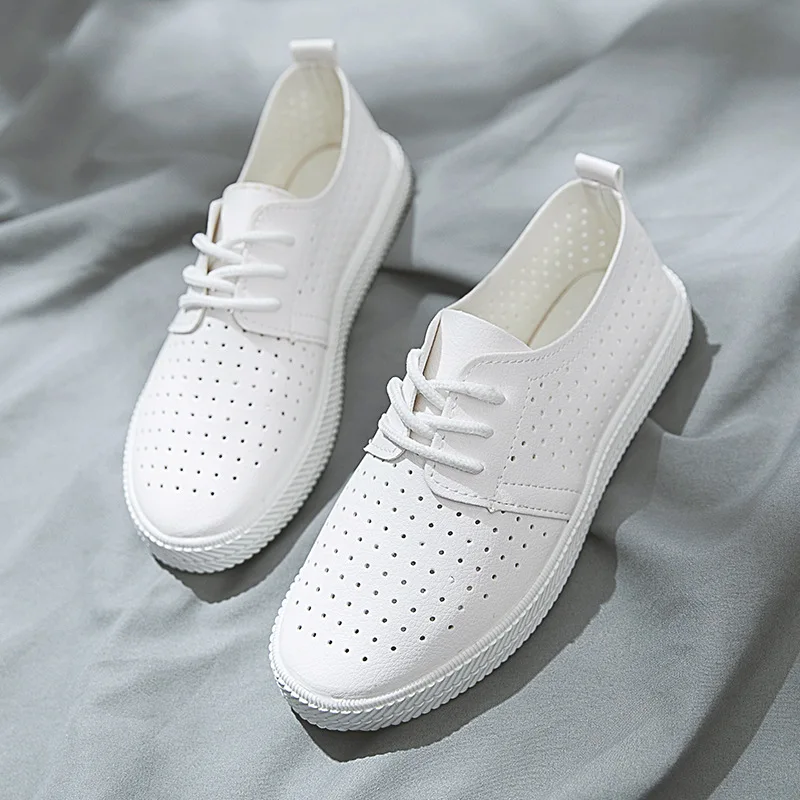 

2019 new women's shoes hollow casual fashion women's flat shoes lace women's shoes spring and autumn