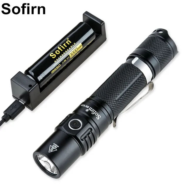 Sofirn SP31 V2.0 Powerful Tactical LED Flashlight 18650 Cree XPL HI 1200lm Torch Light Lamp with Dual Switch Power Indicator ATR with battery kit