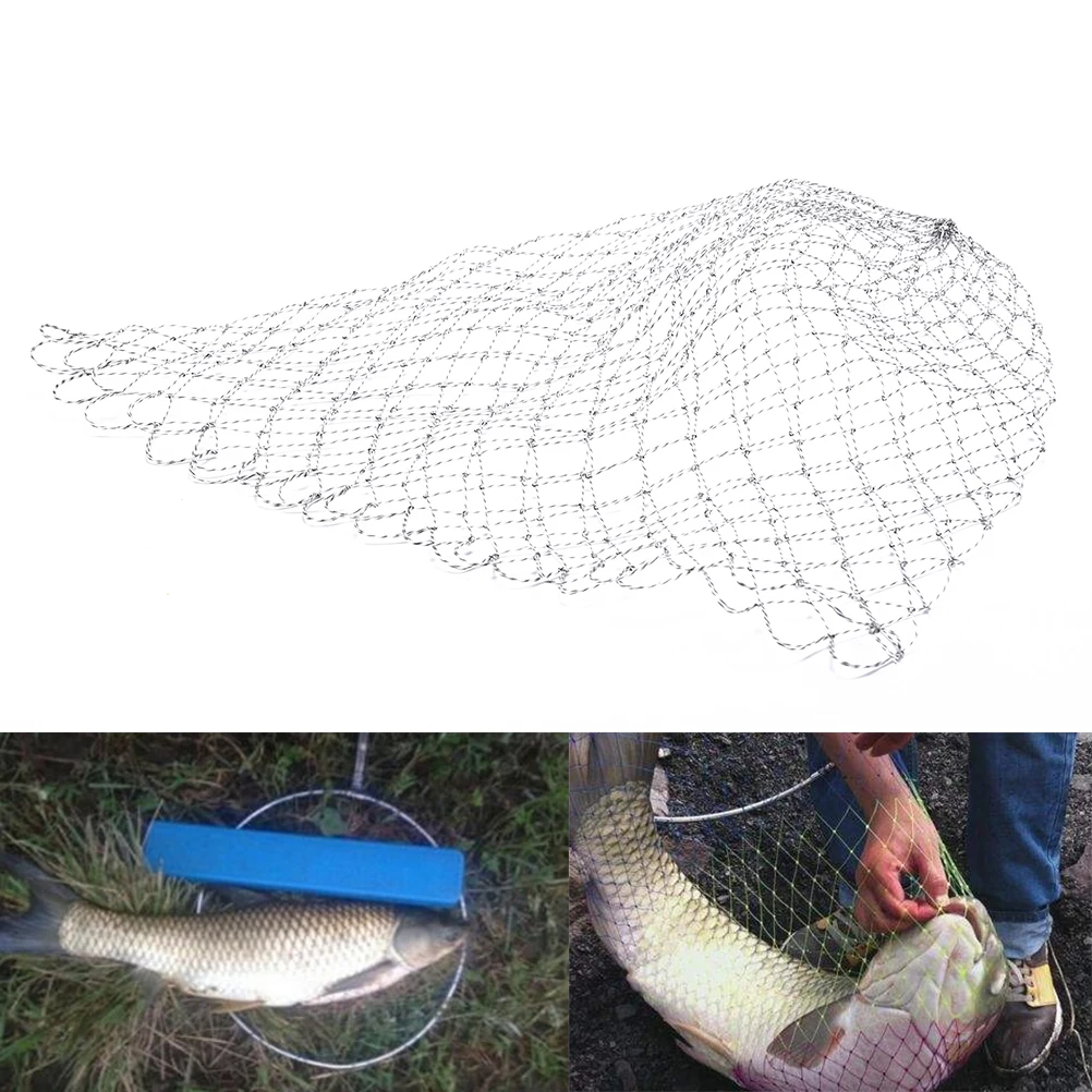 

Double Line Braided Mesh Fish Net Fishing Hole For Bass Catch Luring Accesorry Fishing Tools White Net