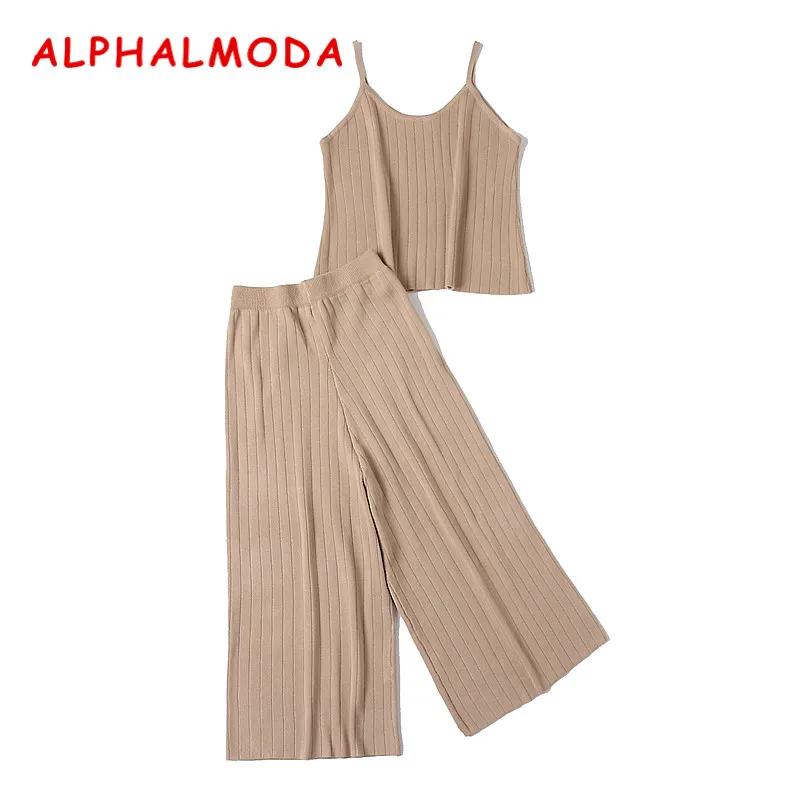 ALPHALODA 2018 Весна Лето Новая женская трикотажная кофточка + брюки 2 шт наборы