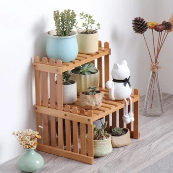 

Flower Garden Plant Stand Rack Shelf Flower Display Stand Exhibition Bamboo Shelf Bamboo Storage Stand