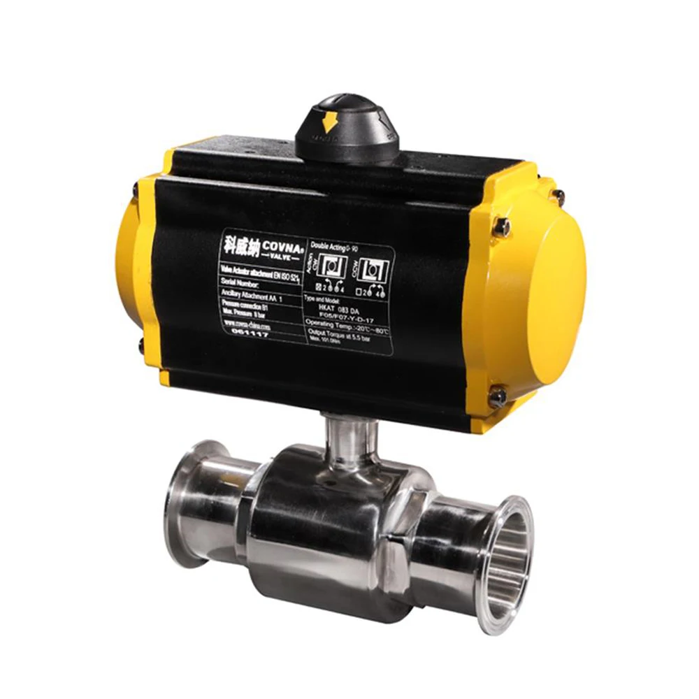 DN100 санитарно Air Управление 2 Way Весна возврата и двойного действия Зажим пневматический привод шаровой клапан для здоровой питьевой воды