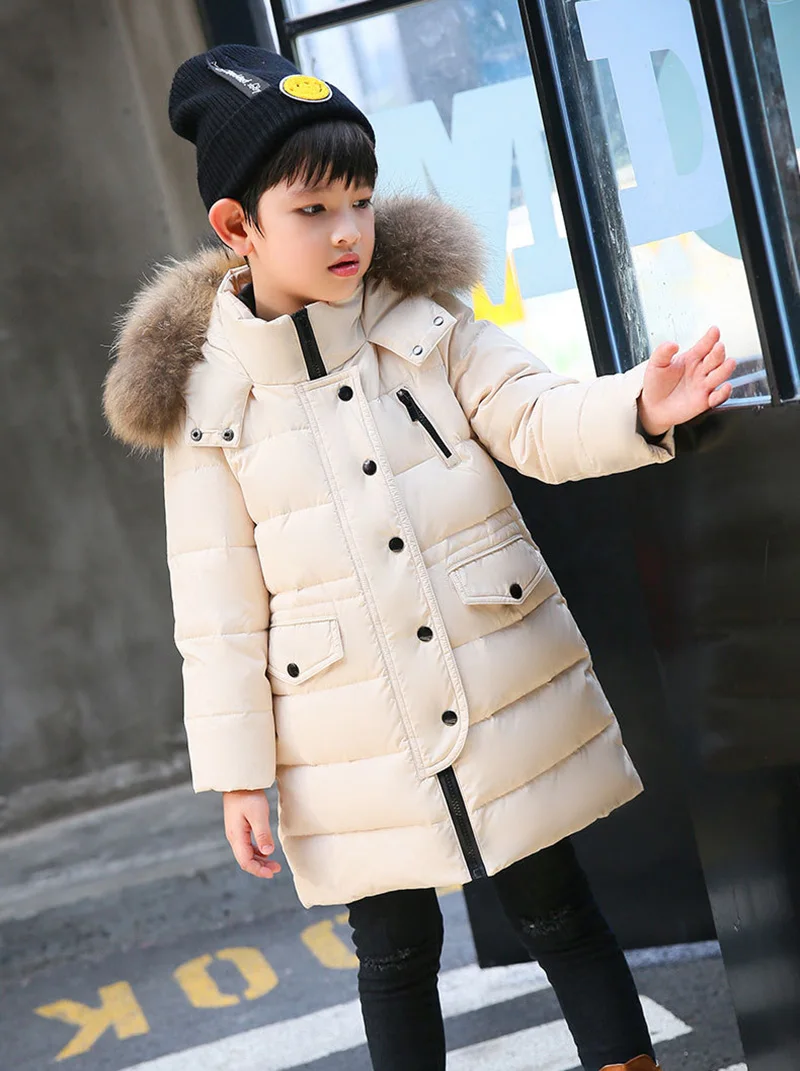 Children Clothing Winter Jacket for Girls Warm Down Jacket Fur Collar Hooded Outerwear Coat Kids Parka 4 6 8 10 12 13 Years