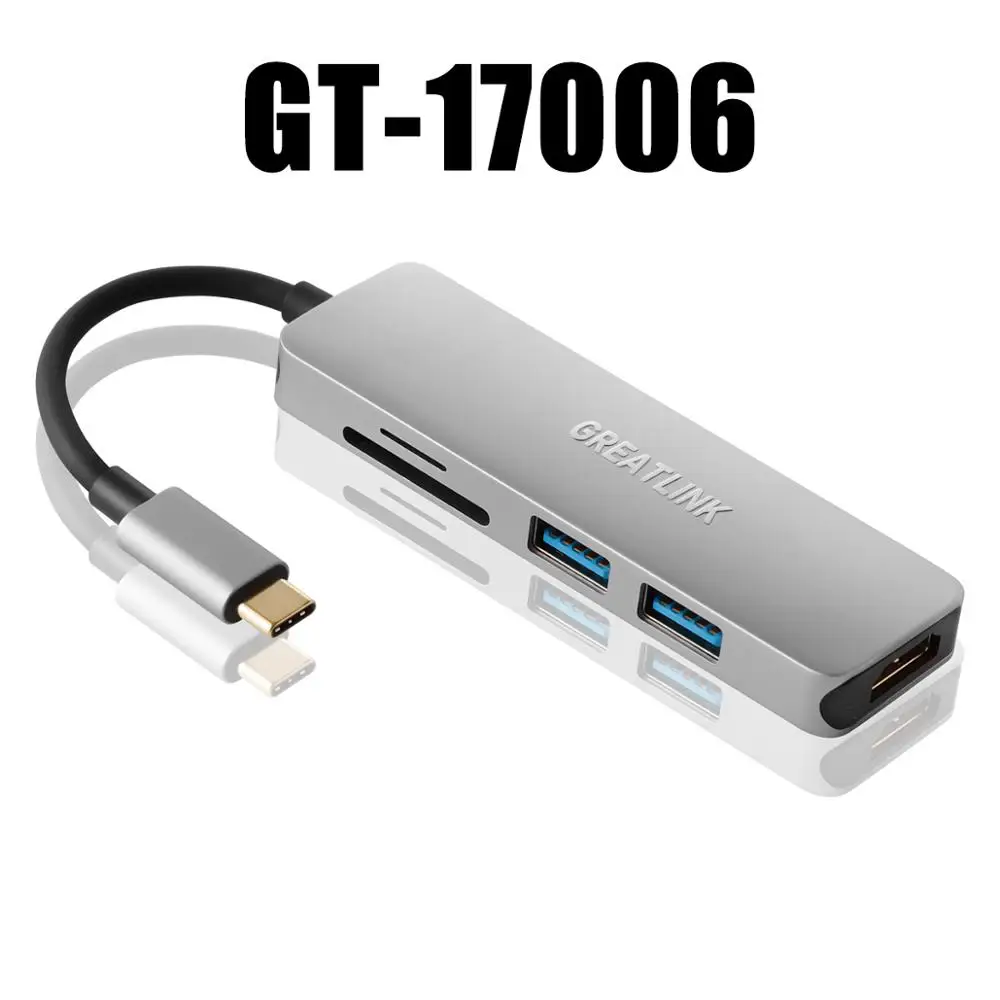 Тип USB c Thunderbolt 3 Aux кабель HDMI 4 К сплиттер USB-C к USB 3.0 адаптер SD Card Reader конвертер тип-C кабель HUB Док - Цвет: E0106   (GT-17006)