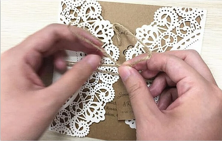  Wedding Invitation White Lace Invitation Cards - Sample Listing - 32649409472