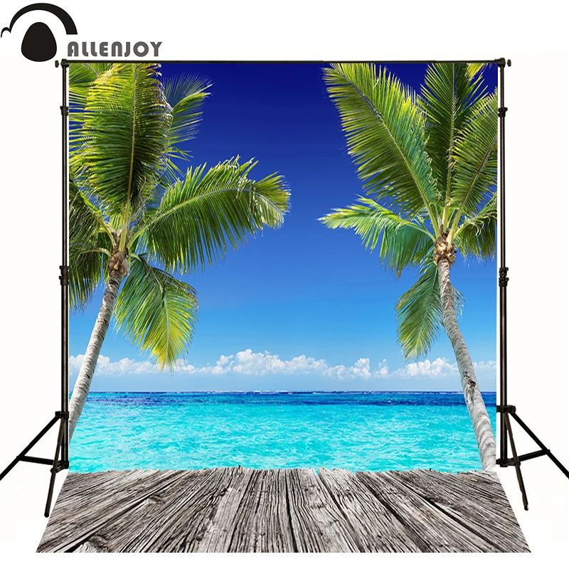 Фон для профессиональной фотосъемки Allenjoy кокосовое дерево океан фон голубое