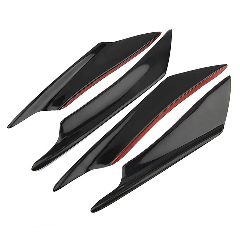 Car Auto Front Bumper Spoilers black 4Pcs Universal ABS Carbon Fiber Car Body Front Bumper Splitter Fins Car Front Bumper Lip Spoiler Fins Canards Trim Kit with Adhesive Tape