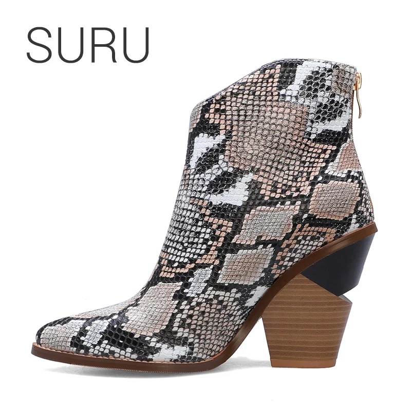 

SURU 90 Snakeskin-effect Ankle Boots for Women . Plus Big Size 34-44