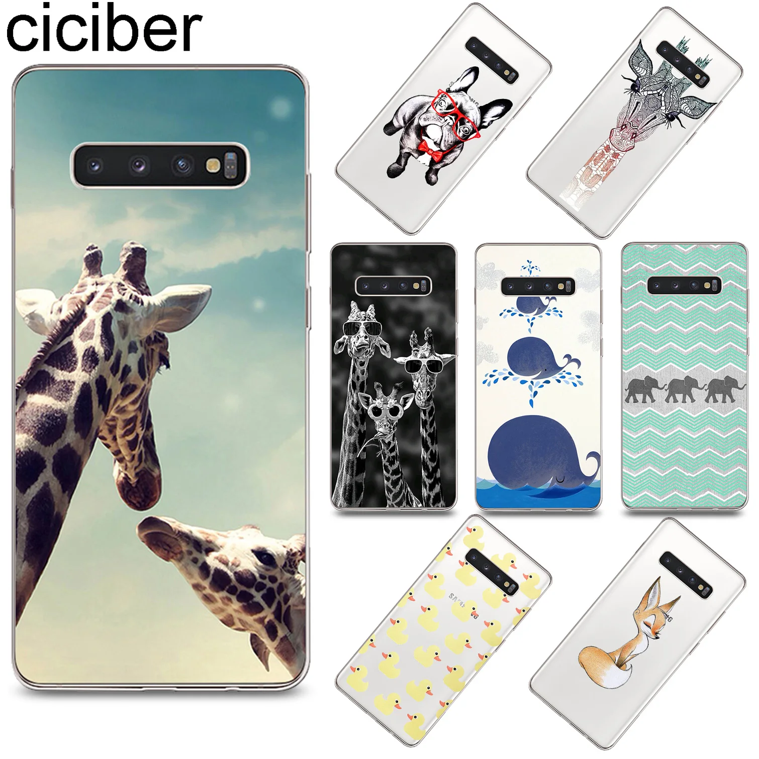 

ciciber Animal Giraffe Cover for Samsung Galaxy S10 S10e S10+ S9 S8 Plus Soft TPU Phone Cases for S7 S5 S6 Edge mini Funda Coque