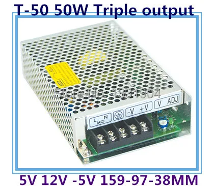 

LED triple output switching power supply T-50 50W AC input, output voltage DC 5V 12V -5V transformer