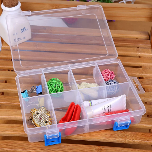 8 Grid Transparent Plastic Compartments Box Finishing Plastic Storage Box  Organizer Jewelry Beads Hardware Tools Case - Storage Boxes & Bins -  AliExpress