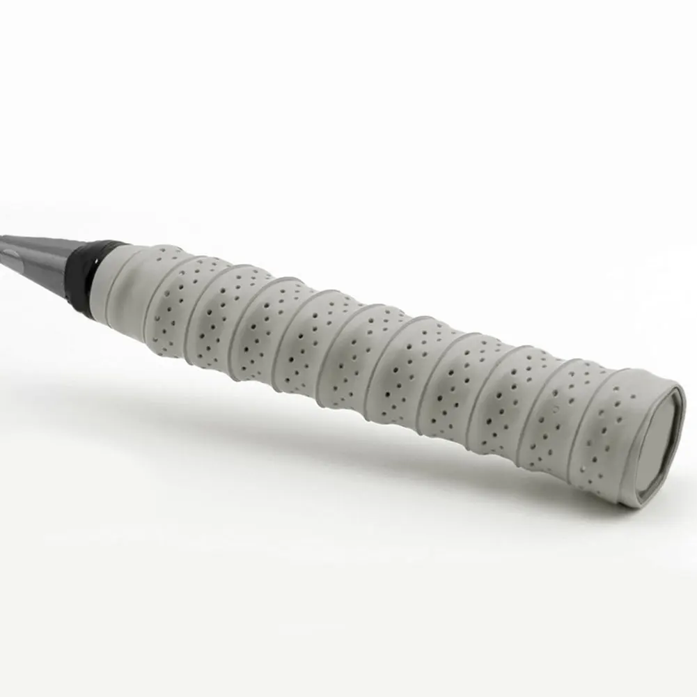 Мягкая ракетка для бадминтона противоскользящая перфорированная Супер Абсорбирующая для тенниса ручка падель Киль рука липкая утолщенная пот ремень - Цвет: gray