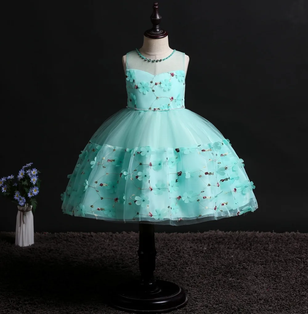 JaneyGao/Платья с цветочным узором для девочек для свадебной вечеринки, Детские вечерние платья, милые Элегантные Короткие праздничное платье