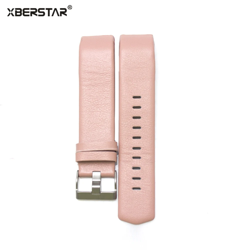 Curled Edge Leather Bracelet Strap Watchband For Fitbit charge 2 Heart Rate & Ac