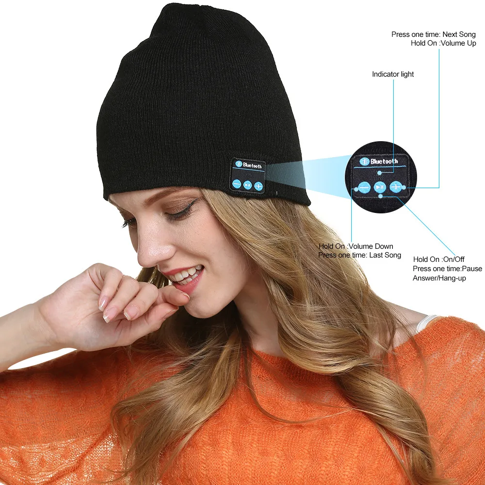 

Free Ostrich Bluetooth Music Hat Headphones Knitted Caps Earphone Winter Outdoor Sports Phones Talking Headset K2830