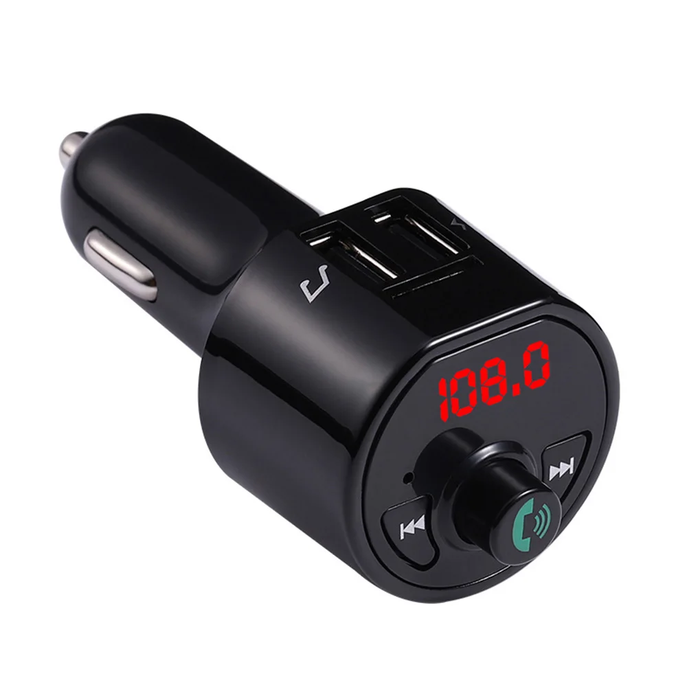Двойной зарядное устройство USB fm-передатчик Aux модулятор Bluetooth V4.2 автомобильный комплект громкой связи автомобильный аудио mp3-плеер с 3.1A быстрой зарядкой - Название цвета: Black