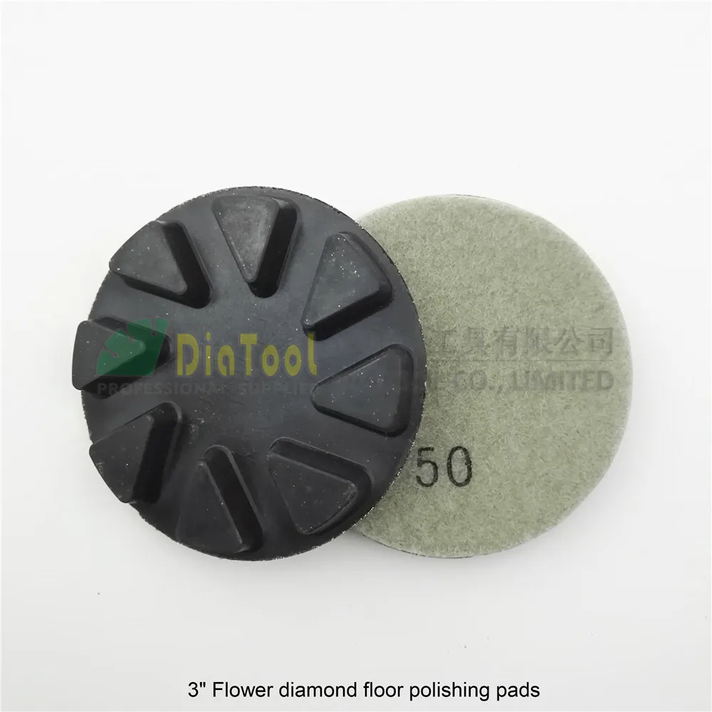 SHDIATOOL 3pcs 80mm #50 diamond floor sanding disc Flower type 3" Resin bond diamond floor polishing pads